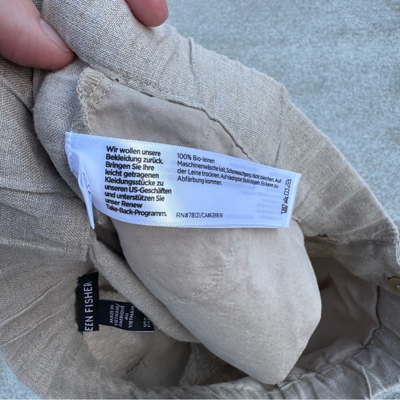 Eileen Fisher Organic Natural Eco Linen Shorts Long Length Modest Neutral Tan - Picture 5 of 5